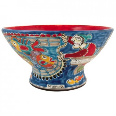 Sicilian ceramic Centerpiece de simone pottery Fisherman DS CNT241CDS Sicilian ceramic Centerpiece de simone pottery Fisherman DS CNT241CDS